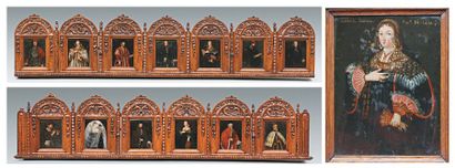 ÉCOLE VÉNITIENNE du XVIIe siècle Deux ensembles de portraits d'hommes et de femmes...