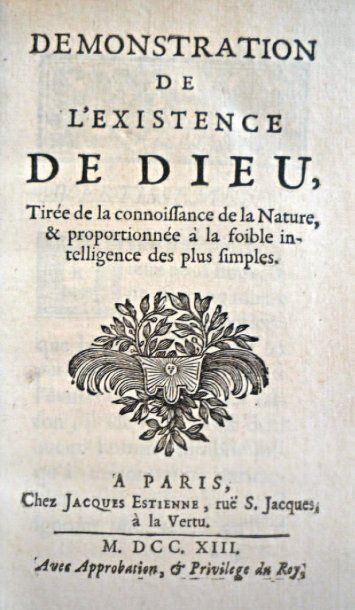 [FÉNELON (François de Salignac, de la Motte)] Demonstration de l'existence de Dieu,...