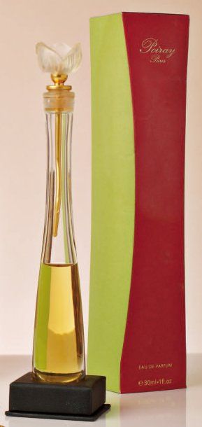 POIRAY "Eau de Parfum"- (années 1990) Flacon en verre incolore de section cylindrique...