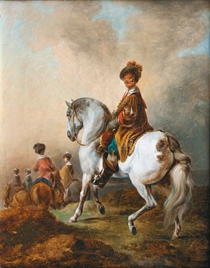 Francesco CASANOVA attribué à (Londres 1727 - Brühl 1802) Cavalier sur un cheval...