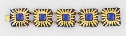 Jean Patou - (années 1990) Élégant bracelet articulé, composé de cinq carrés en métal...