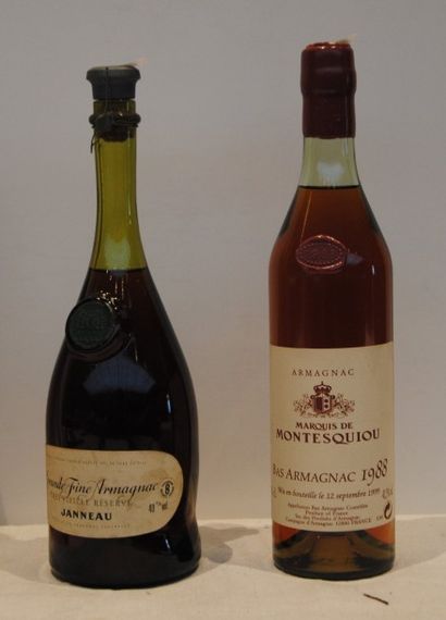 null 2 BTS DONT 1 GRANDE FINE ARMAGNAC TRES VIEILLE RESERVE Jeanneau et 1 BAS AR...