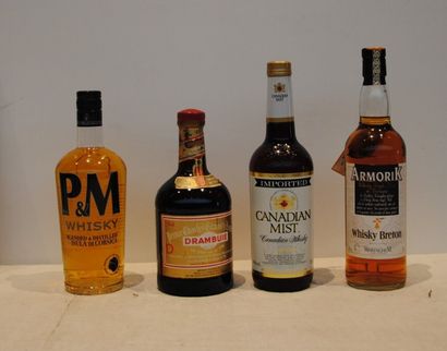 null 4 BTS DONT 1 WHISKY BRETON ARMORIK, 1 WHISKY CORSE PM, 1 CANADIAN MIST, 1 L...