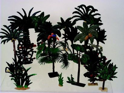 null Décor exotique anciens avec palmiers, cactus (30 pièces)