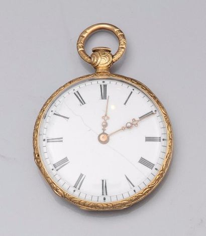 LEROY & FILS Petite montre de poche plate à boitier en or jaune 750°/00 (tête d'aigle)...