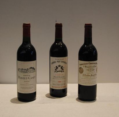 null 3 bout 1 CHT CHEVAL BLANC 1993, 1 CHT PONTET CANET 1993, 1 CHT GRAND PUY DUCASSE...