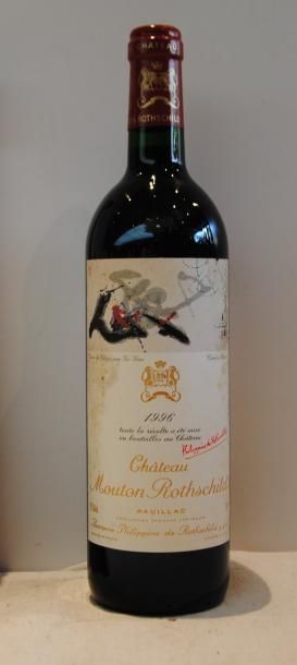 null 1 bout CHT MOUTON ROTHSCHILD 1996 (étiq et contre étiq lég tachée)