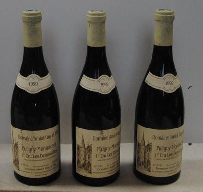 null 3 bout PULIGNY MONTRACHET LES DEMOISELLES DOMAINE AMIOT 1999 (ETIQ TRES LEG...