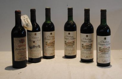 null 6 bout 5 CHT PRIEURE LICHINE 1973, 1985, 1 FRANC MAILLET POMEROL 1955 TB
