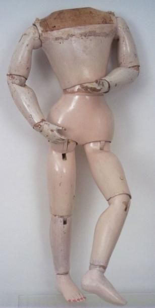 null Corps de poupée parisienne entièrement articulé en bois breveté en 1879 par...