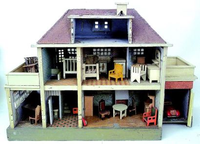 null Maison de poupée ancienne de fabrication allemande de la maison HACKER (circa...