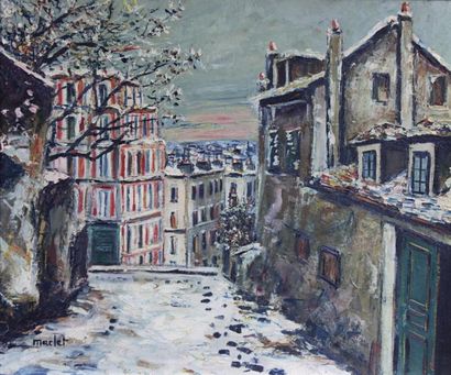 null Elisée MACLET ( 1881 - 1962 )
La maison de Mimi Pinson à Montmartre, effet de...