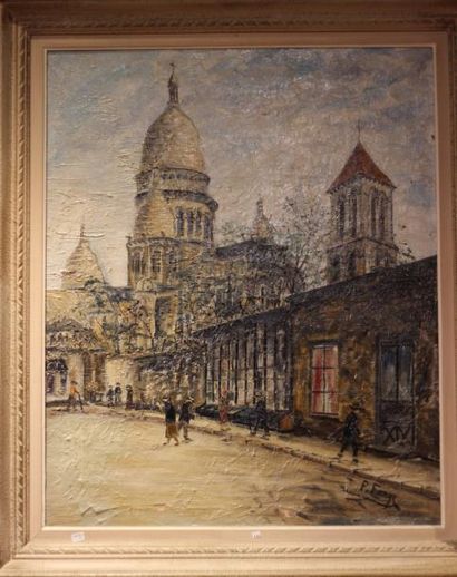 null PIERRE FARGE (1878-1947)
Promeneurs auprès du Sacré Coeur à Montmartre
Huile...