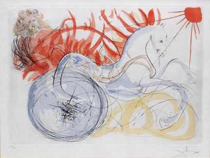 null Salvador DALI (1904-1989) 
Apollon sur son char
Lithographie en couleur, épreuve...