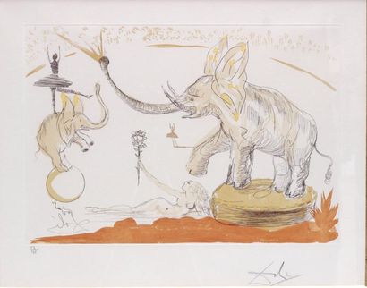 null Salvador DALI (1904-1989) 
Les éléphants
Lithographie en couleur, épreuve d'édition...