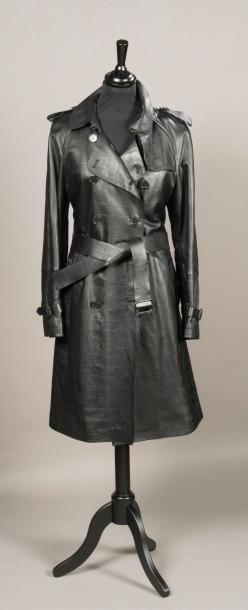 null GERARD DAREL - Trench en cuir d'agneau noir. Taille 42-44. État neuf.