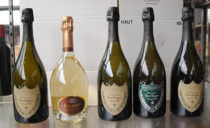 null 5 bouteilles de Champagne : 1 Ruinart blanc de blanc, 4 Dom Pérignon 2006 