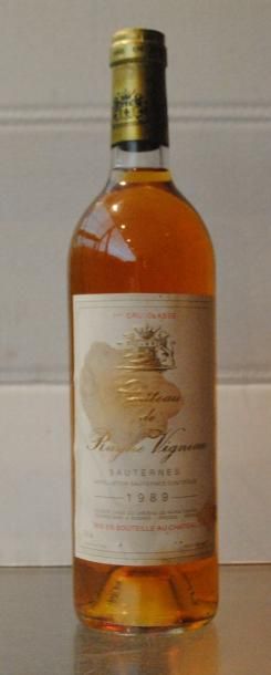 null 1 bouteille Château Rayne Vigneau Sauternes 1989 (étiq lég tachée)
