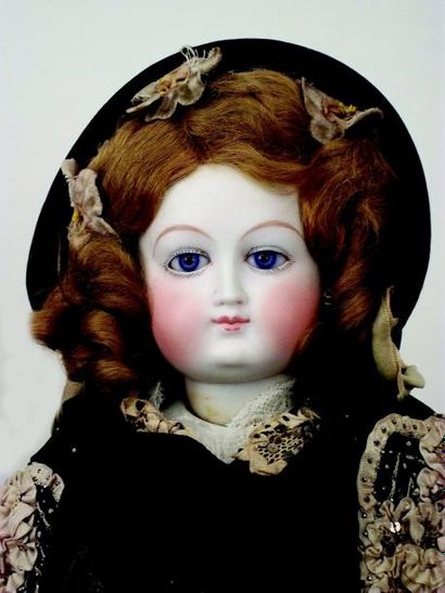 null Superbe grande poupée parisienne par Léon Casimir BRU, avec tête en biscuit...