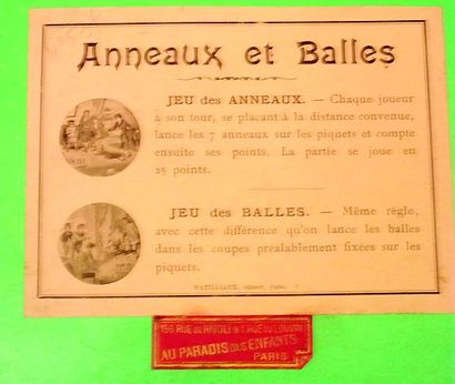 null «Anneaux et Balles» jeu d'adresse en boîte d'origine en cartonnage De fabrication...