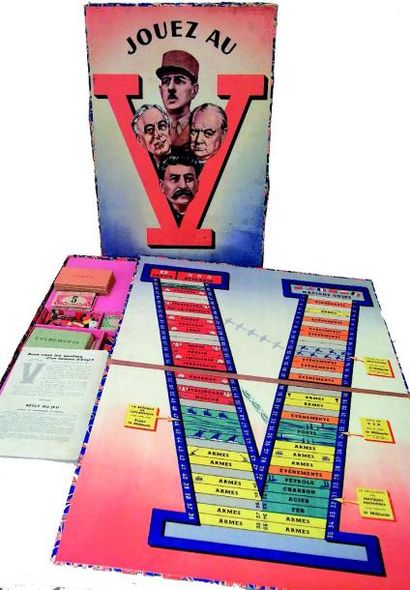 null «Jouez au «V» jeu en cartonnage de marque MIRO, complet
Format: 47x33 cm.