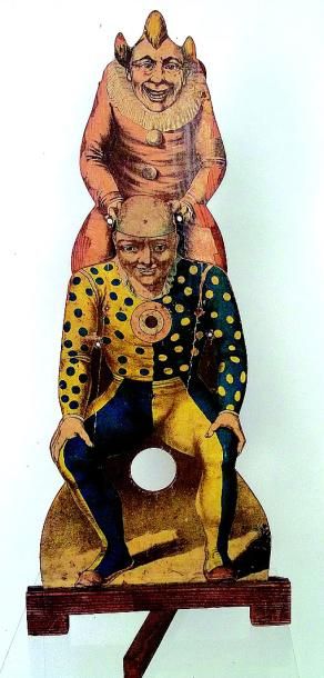 null Jeu de tir «Clown à la balle», bois polychrome avec mécanisme de mouvement des...