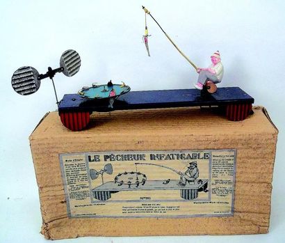null «Le Pêcheur infatigable» jouet mécanique amusant et astucieux en celluloïd et...