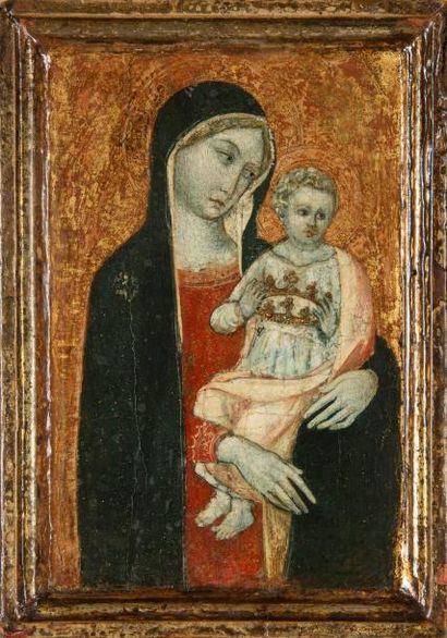 null Dans le goût de Simone Martini 

Vierge à l'Enfant 

Panneau sur fond d'or

17,5...