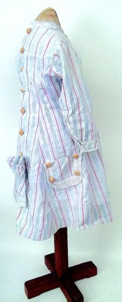 null Authentique robe de petite fille de 6/7 ans, en coton gris avec rayures rouges...