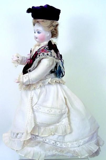 null Poupée mécanique marcheuse par Jules Nicolas STEINER, tête pivotante sur collerette...