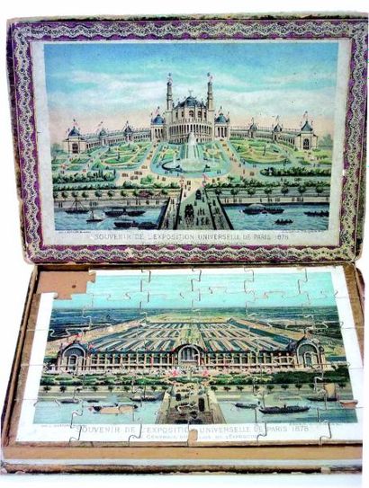 null “Souvenir de L'Exposition Universelle de 1878” jeu de patience à trois planches(une...