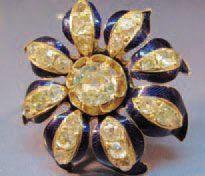 null BROCHE pendentif fleur en or jaune pavée de diamants jaunes taille ancienne...