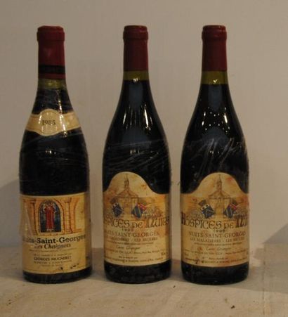 null 3 bout 1 NUITS ST GEORGES LES CHEGNAUX 1985, 2 HOSPICES DE BEAUNE 1998