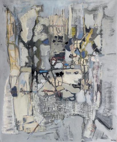 Abdelkader GUERMAZ (1919-1996) 
Composition
Huile sur toile, signée en bas à droite...