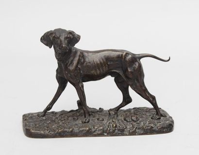 Pierre Jules MENE (1810-1879) 
Chien braque allemand
Épreuve en bronze, fonte d'édition...