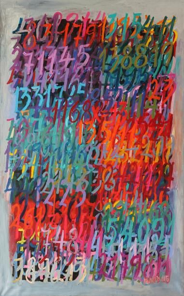 Mira MAODUS (née en 1942) 
Composition aux chiffres
Acrylique sur toile signée en...