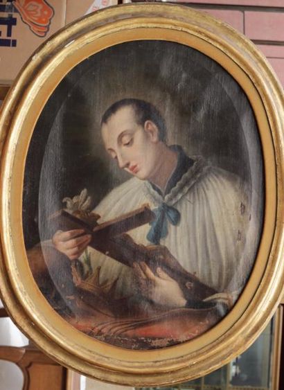 ÉCOLE ITALIENNE, Fin XVIIIe siècle 
Jeune homme méditant sur le sacrifice du Christ
Huile...
