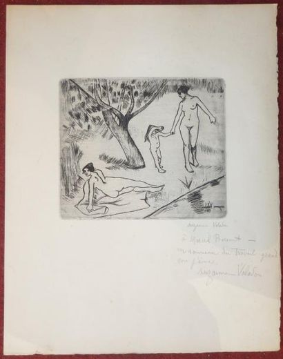 Suzanne VALADON (1865-1938) 
La baignade Gravure en noir, signée avec envoi en bas...