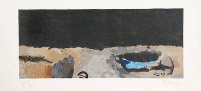 Georges BRAQUE (1882-1963) « LA BARQUE SUR LA GRÈVE » 1955 Lithographie en couleurs....