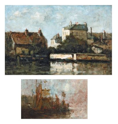 Albert LEBOURG (1849-1928) VUE DE ROUEN, 1891 Huile sur carton signée, située et...