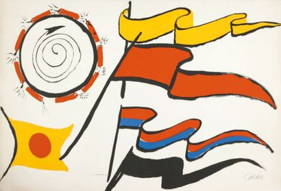 Alexander CALDER (1898-1976) « ORIFLAMME 3000 » Lithographie en couleurs Signée en...