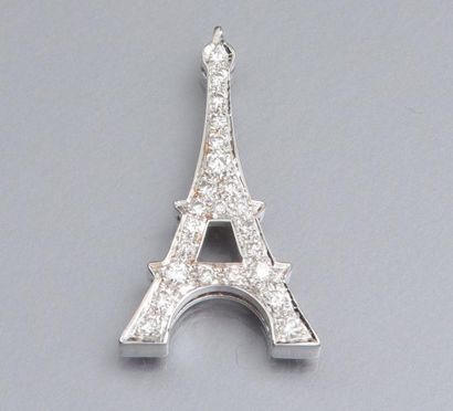 Pendentif tour Eiffel en or gris 750°/00...