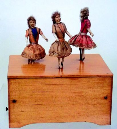 null « GISELE » Boîte à musique à deux airs dans un boîtier avec 3 danseuses articulées....