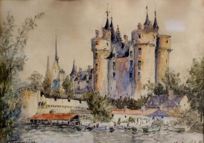 null 
FRANK WILL (1900-1951)
Le château de Montreuil Bellay
Aquarelle signée en bas...