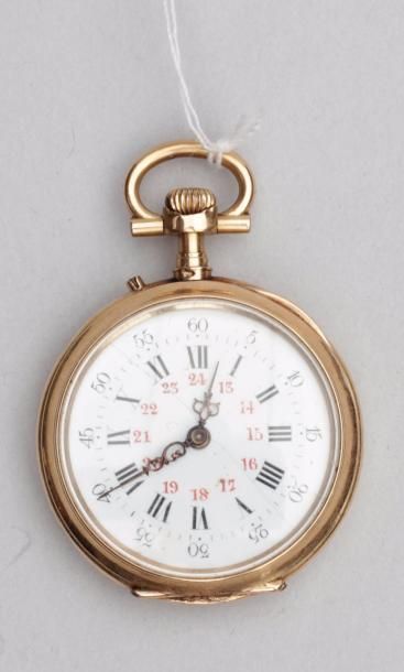 null MONTRE DE COL PENDENTIF en or jaune 750°/00, le revers gravé d'un monogramme....