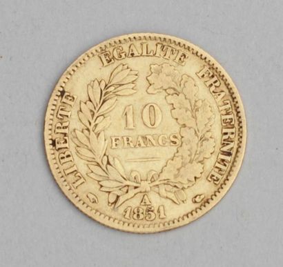 null MONNAIE or de 10 francs 1851 (usures).