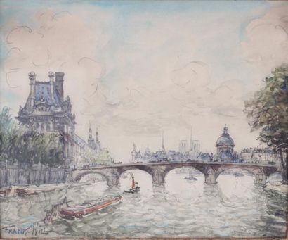 null FRANK WILL (1900-1951)
Paris, le pont Royal et le Louvre
Aquarelle signée en...