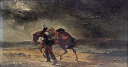 null Georges Louis HYON (1855)

Cavalier auprès de sa monture dans un paysage

Huile...