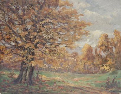 null Maurice LARUE
Dernières feuilles, Val Vert, 1917
Signé au dos. 32 x 40 cm