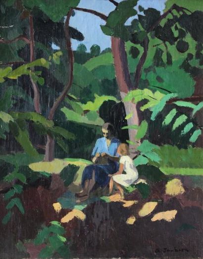 null Georges JOUBIN (1888-1983)
Mere et sa fille sous un arbre
Huile sur toile signée...